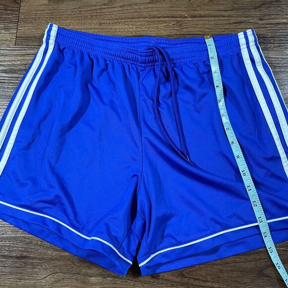Adidas Climalite Soccer Shorts Blue Drawstring Logo Women’s Size Large - Picture 4 of 8
